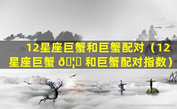 12星座巨蟹和巨蟹配对（12星座巨蟹 🦁 和巨蟹配对指数）